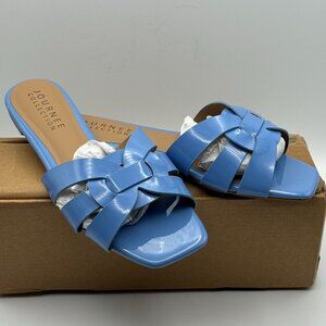 Journee Arrina Slip-On Woven Strappy Sandals Flats Slides Slip On Blue Size 9